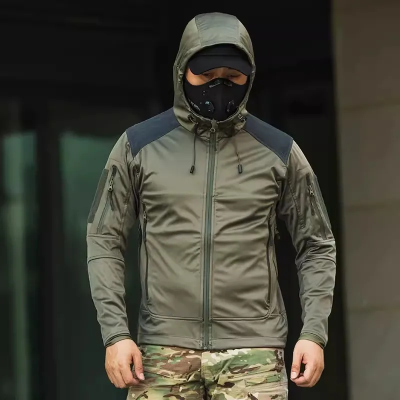 Military ISG Softshell Tactical Windbreaker Jacket Outdoor Army Fan Hooded Cycling Hiking Mountain Warm Camo Cotton Windbreakers