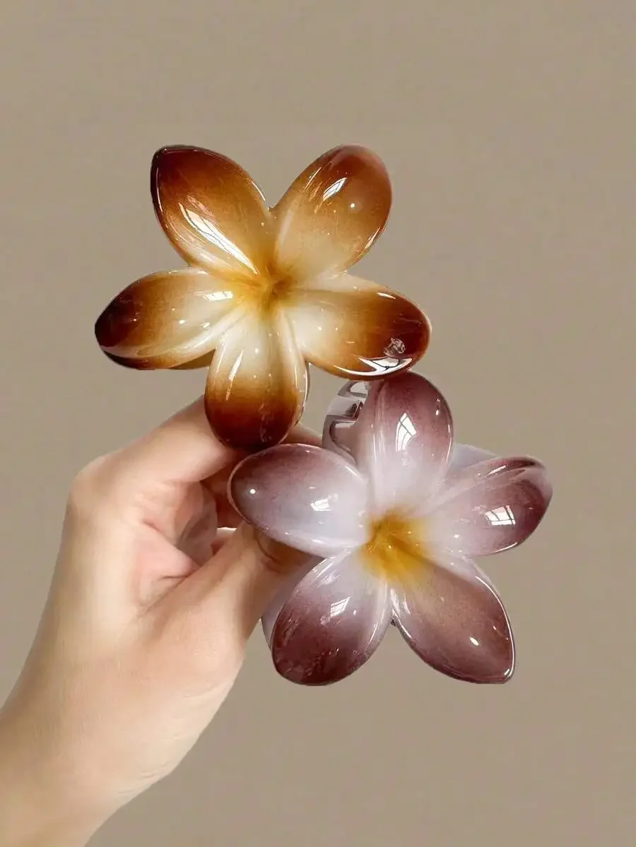 

2pcs Women Floral Plastic Hair Clips For Daily Casual Party Beach Vacation