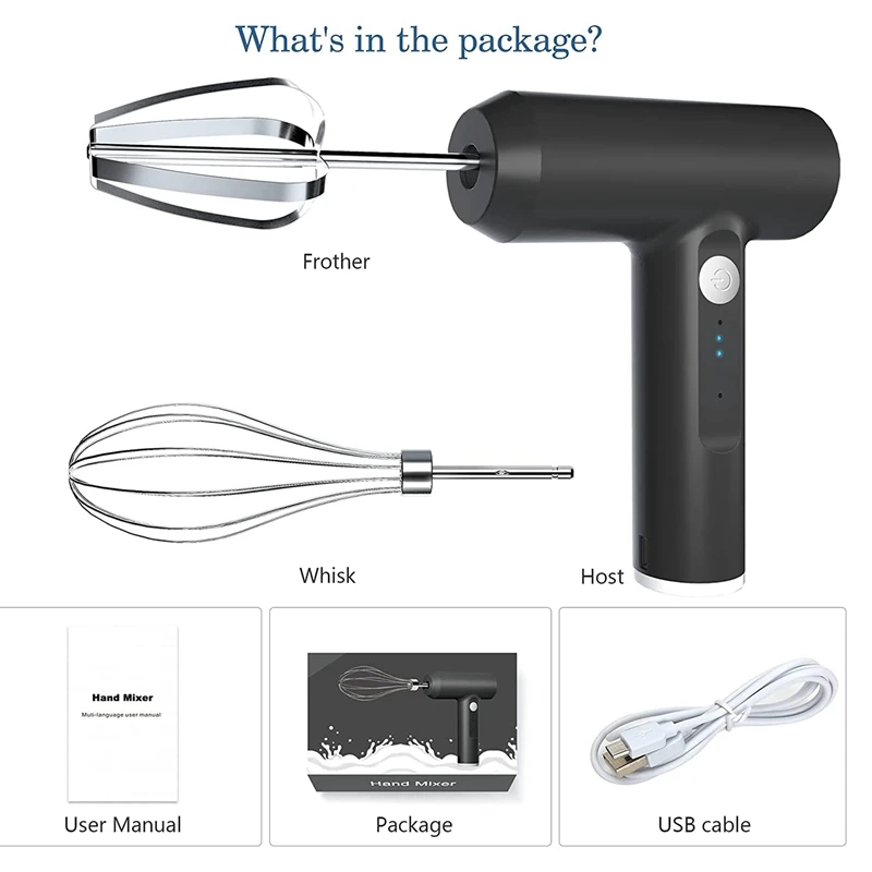 เครื่องผสมมือไฟฟ้าไร้สายเครื่องผสมมือชาร์จ USB เครื่องผสมมือแบบพกพาสำหรับการอบสำหรับซอสครีมไข่