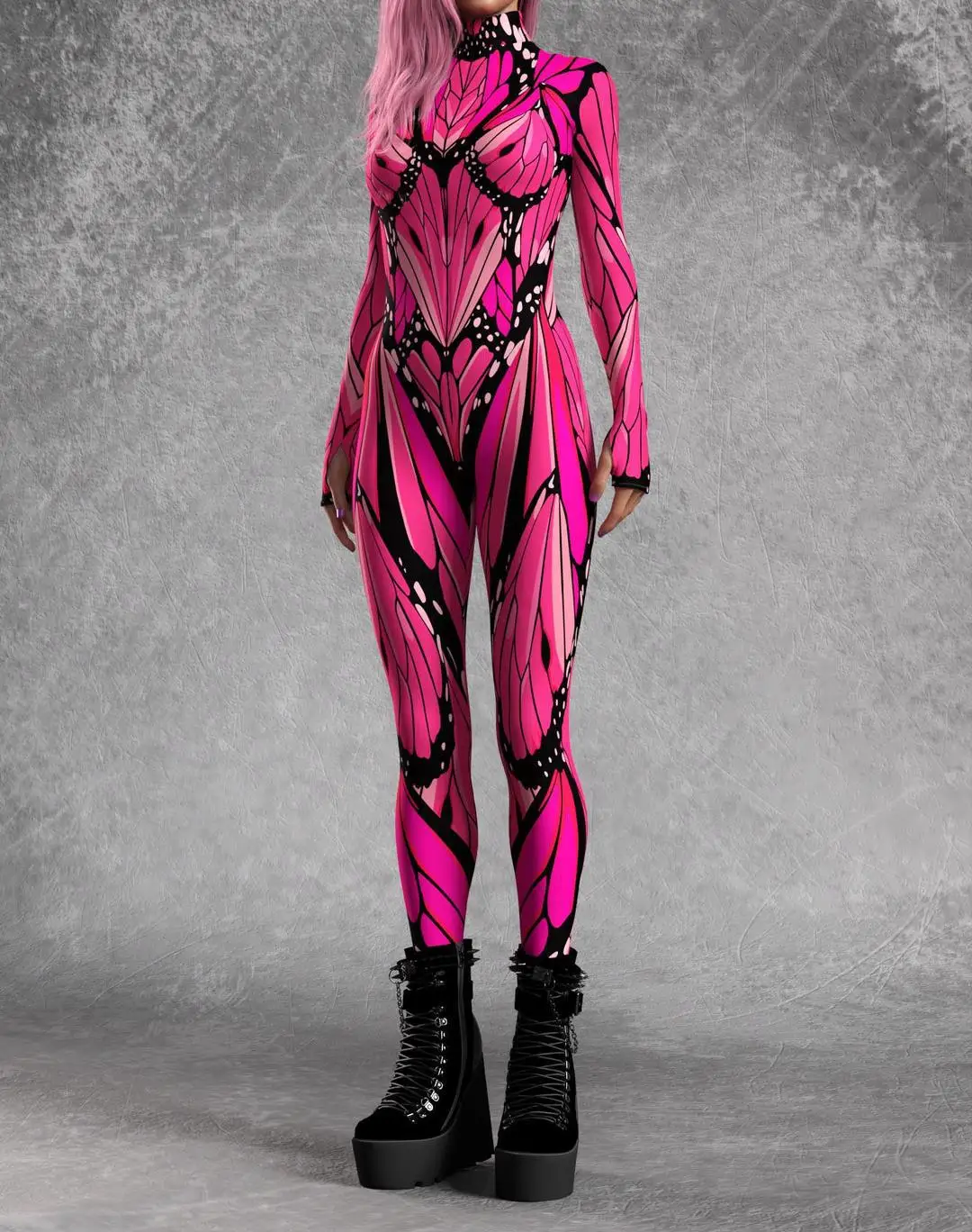 Sexy Damen Psychedelischer Netz-Cosplay-Jumpsuit Horror Halloween Festival Party Bodysuit Karneval Bühnenauftritt Eng Anliegend – Detail 14
