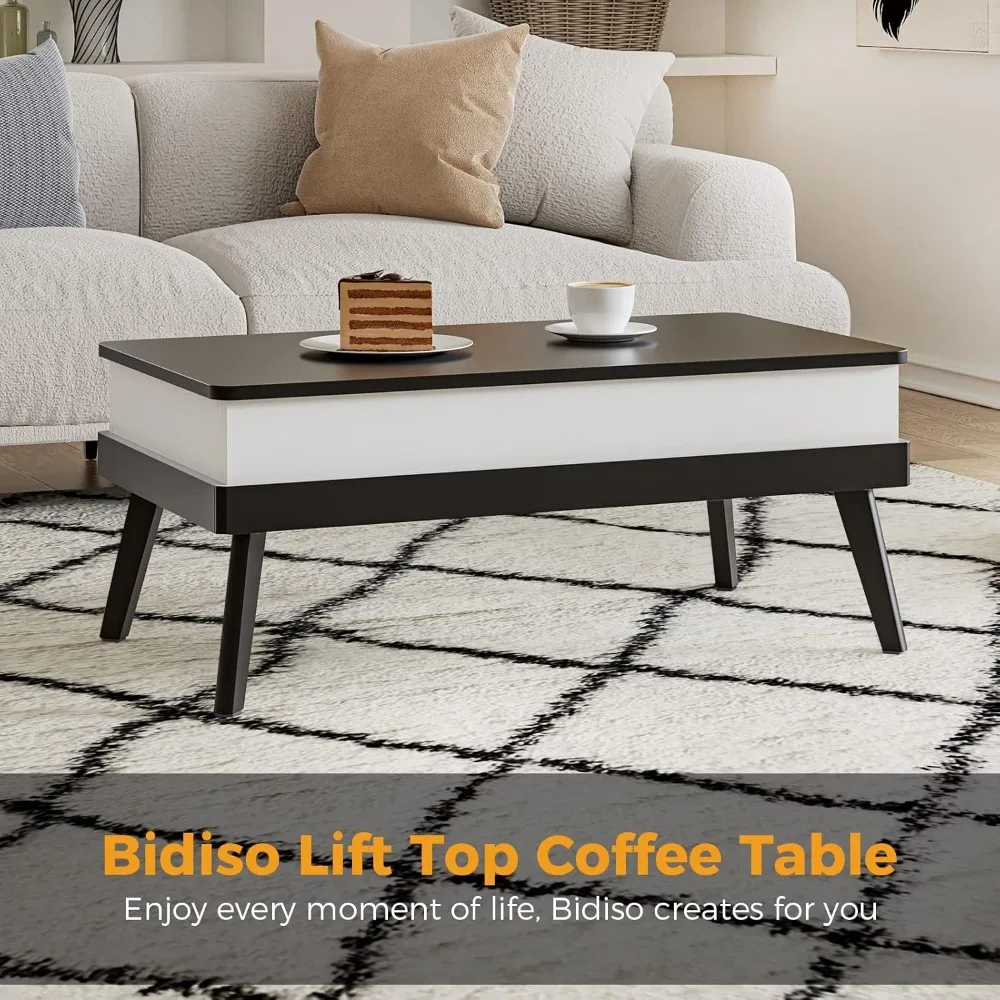 Lift Top Coffee Table, Easy-to-Assembly Center Table with Hidden Storage Compartment, Modern Dining Table