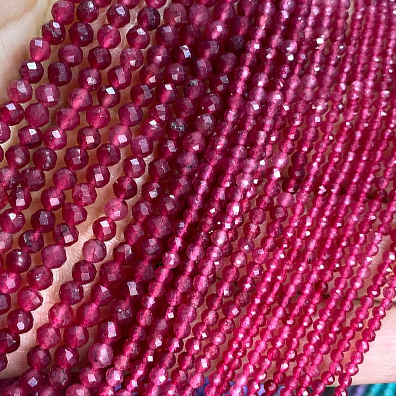 2 3 4MM Faceted Stone Beads Natural Apatite Agate Jade Amethyst Tourmaline Round Spacer Beads for Jewelry Making Diy Bracelet