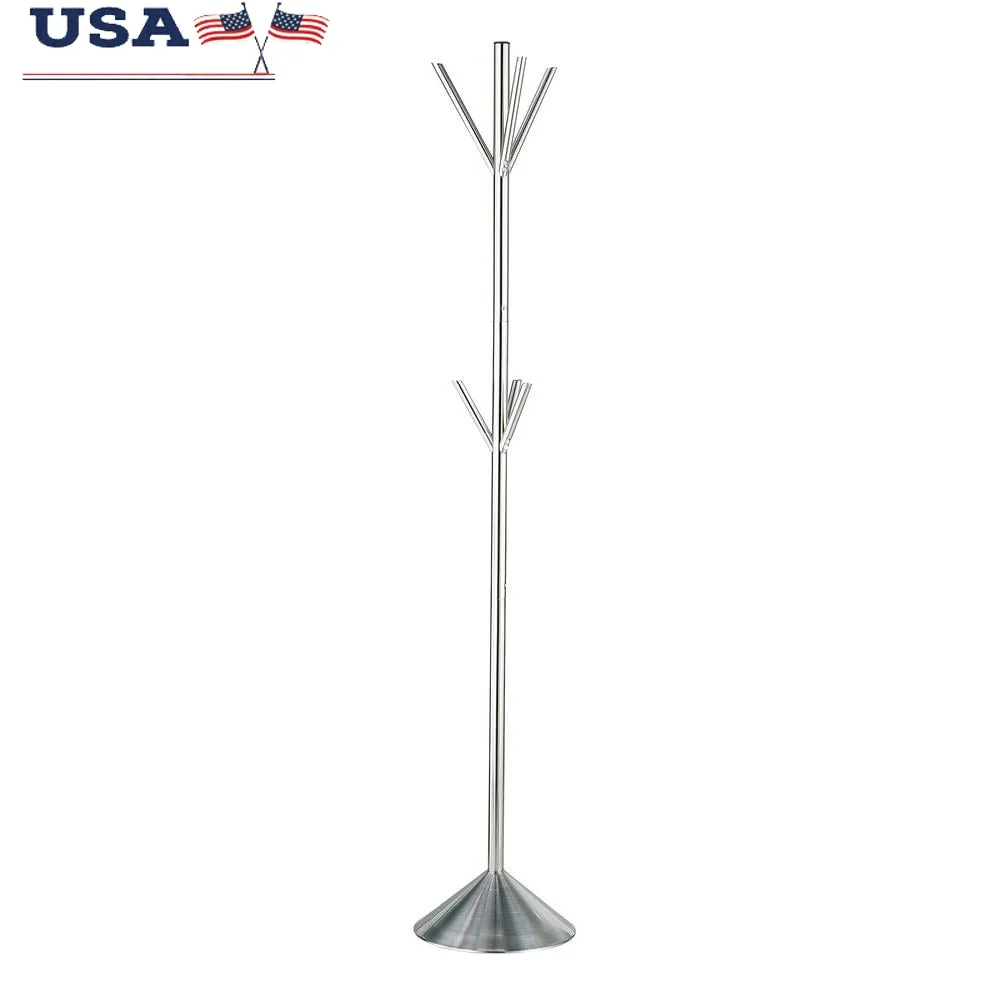 

Pegs Coat Rack Brushed Steel 6 Hooks Contemporary Design Hat Hook Office Home Dorm 68 Inch Height 50 lbs Capacity