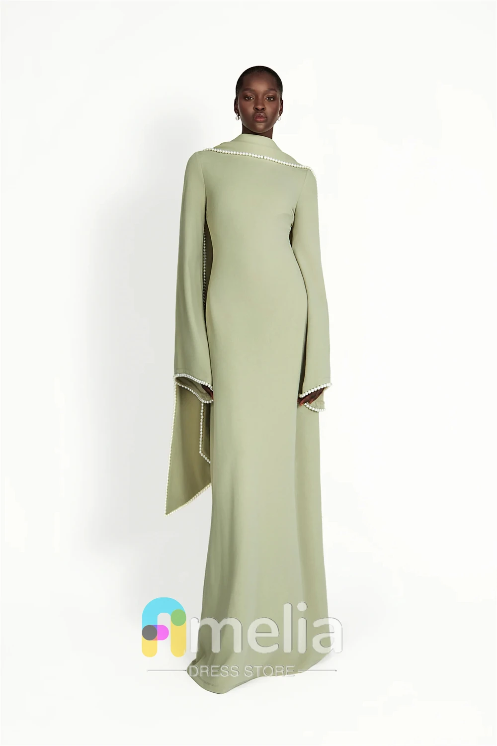 Amelia – robe de soirée en crêpe, col rond, pour Occasions spéciales, robes formelles élégantes pour femmes, dubaï, 2024