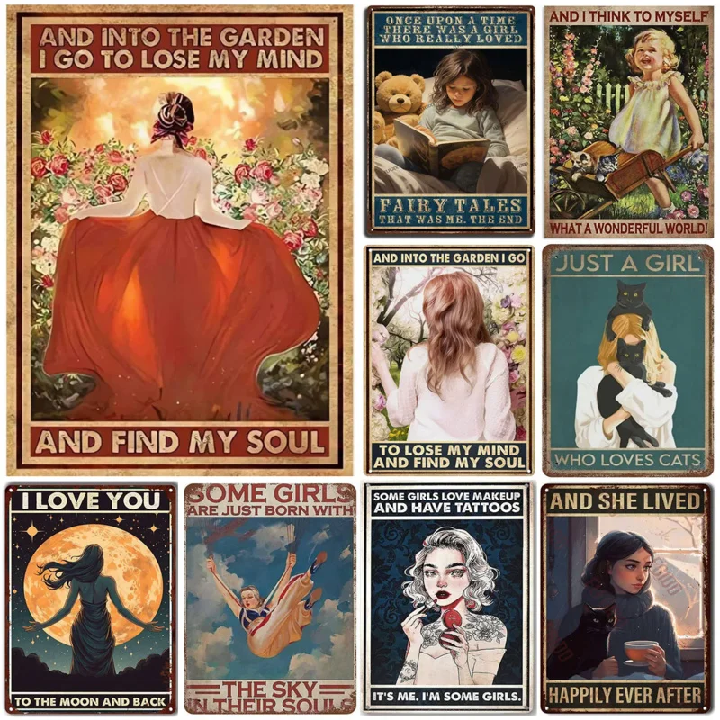 Into The Garden I Go To Lose My Mind And Find My Soul Metal Posters Vintage Coffee Wall Coffee Bar Home Decor Metal Tin Signs