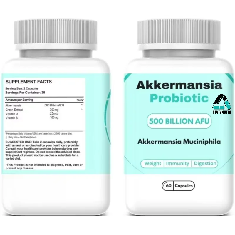 Probiotics 500 Billion AFU Capsules Containing Green Tea, Chromium, Vitamin D B12- for Intestinal Health and Immune Support