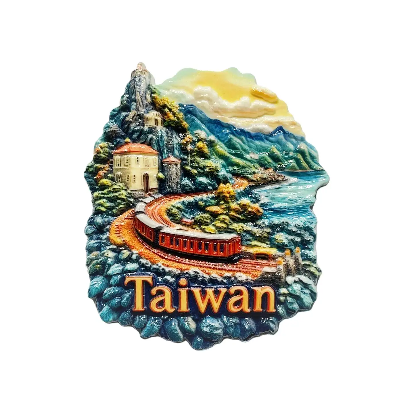 China Taiwan Alishan Tourist Souvenir 3D Creative Railway Train High-Quality Decorative Magnet Refrigerator Sticker
