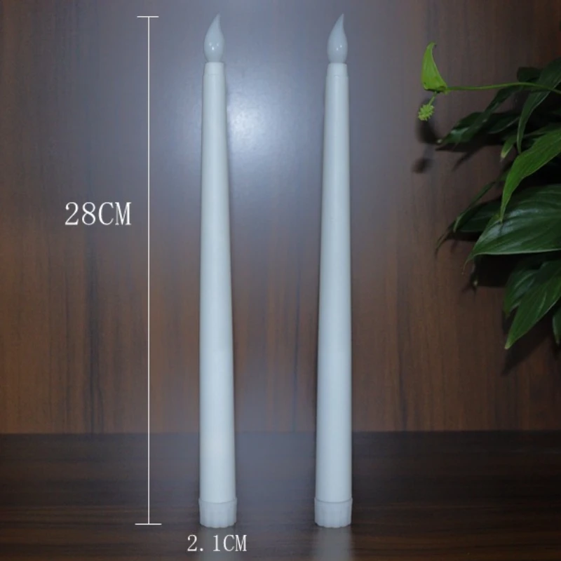 Led Flameless Taper Candles Warm Light Electric Durable Flickering Design Flameless Taper Candles Household Accessories White