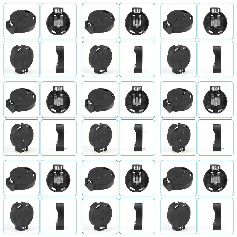 9Pack X(2 Pcs CR2450 Coin Cell Button Battery Socket Holder Case 2 Pins Black)