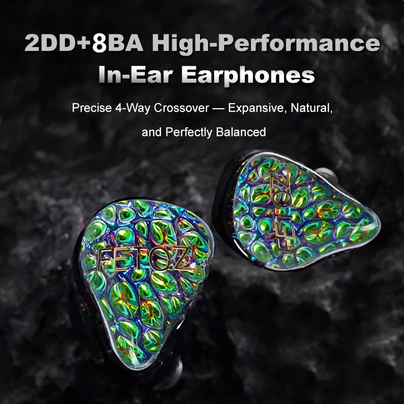 

FETOZ 8+2 hybrid technology In-ear earphones hifi earphones wired 0.78mm detachable cable high quality noise canceling