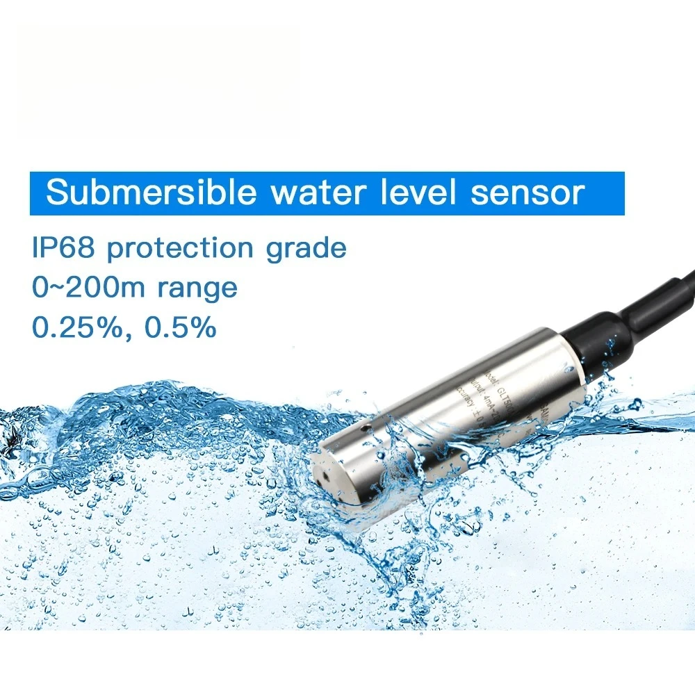 GLT500 Stainless Steel Water Tank Level Sensor 4~20mA RS485 Output for Level Measurement