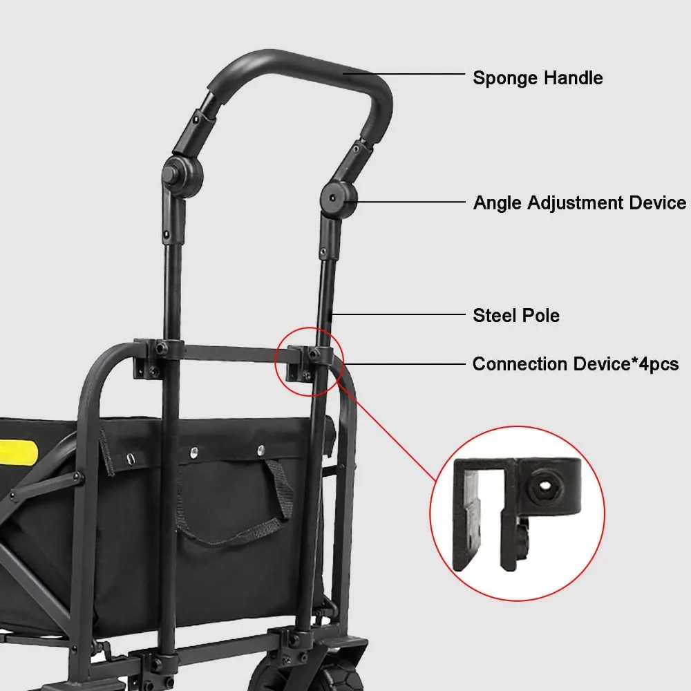 รถเข็นพับได้แบบมีที่จับดึงและอะไหล่สำรอง
