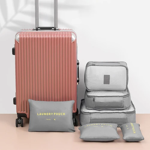 6PCs 여행 정리함 보관 가방 휴대용 여행 여행 가방 정리함 여행 가방 여성용 수하물 정리함 의류 신발 가방 