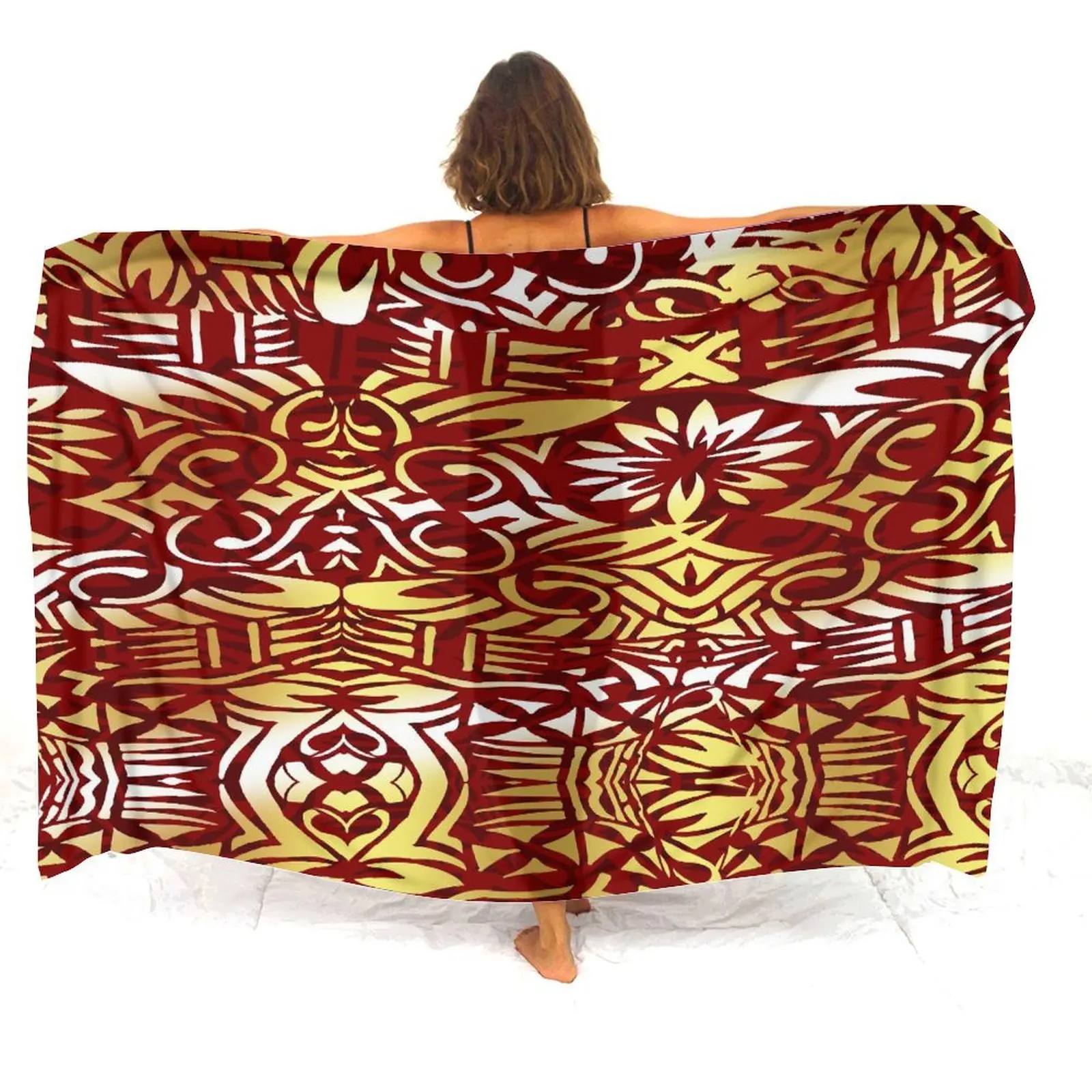 Niestandardowe hurtowe polinezyjskie damskie sarong Samoan Vintage Tribal Print Niestandardowy szal w stylu sarong Letni nadmorski elegancki płaszcz