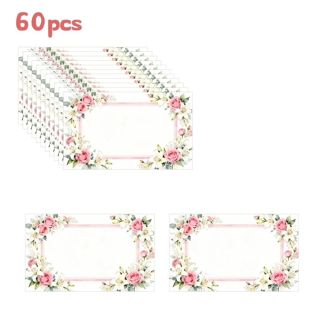 60pcs Watercolor Floral Thank-you Card Set, Wedding Messages, Business Greetings, Birthdays, Holiday Gifts