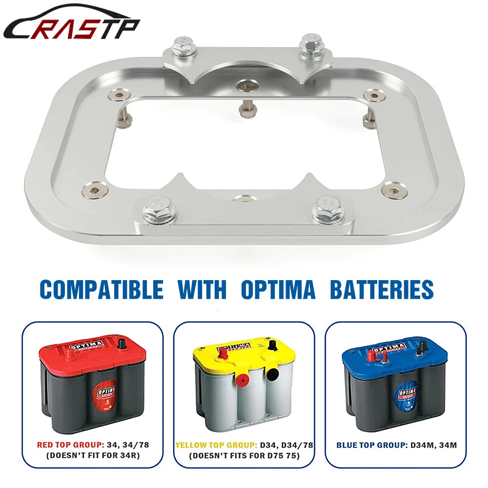 

RASTP-Billet Battery Relocation Holder Mount Tray Hold Down Pallet Bracket For Optima 34M D34M D34 D34/78 34 34/78 RS-BTD041