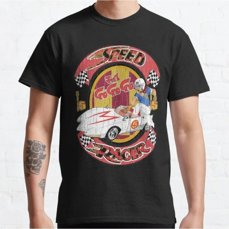 

0307 Mach Go Go Go graphic tee Manga Speed Racer Anime T shirt for men Cartton Large size Tops 100% cotton printed Y2K Clothes