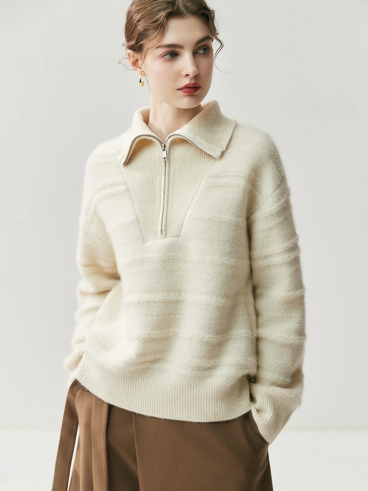 

TLOML женский 100% кашемировый свитер, толстая водолазка на молнии, пуловер с серебряной нитью на плечах, кашемировый трикотаж, топы