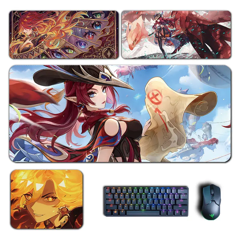 Chasca Mavuika Pyro Archon Mouse Pad Genshin Impact Mousepad Genshin Computer Pad  Anime PC Gaming Accessories Desk Mat