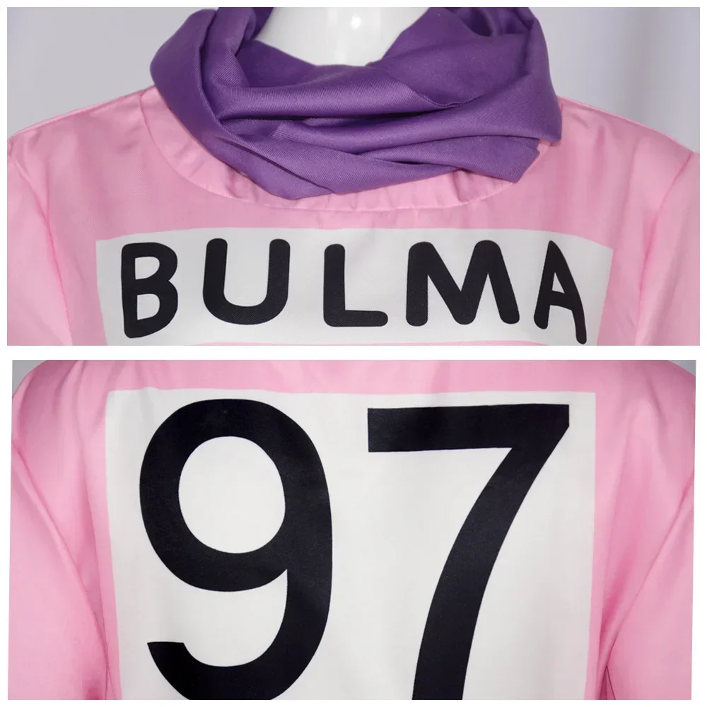 

In stock new anime Bulma cosplay costume pink dress uniform Kawaii girls full set costume Halloween carnival adult women makeup