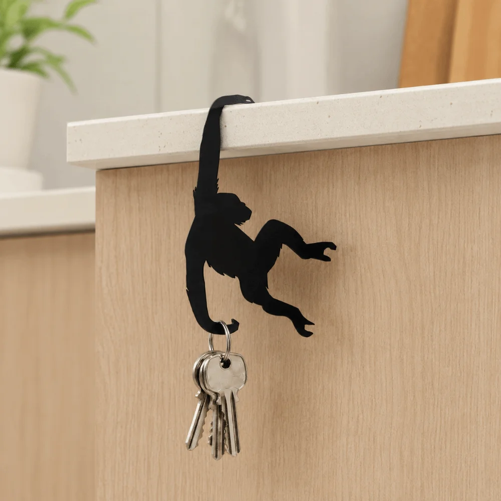 Home Decoration Monkey Shaped Wall Decoration Hook Wooden Creative Banana Balance Hook Novelty Reusable Key Hanger Kitchen
