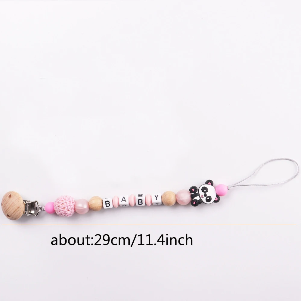 Baby Pacifier Clips Chain Silicone Beads Panda Teether Toys Baby Pacifier Clip Panda Dummy Chains Newborn Baby Shower Gift