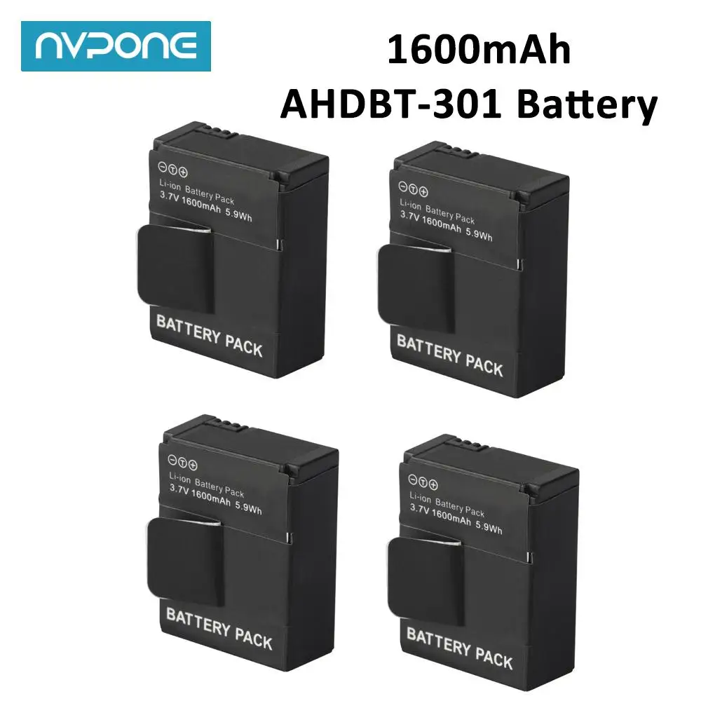 1/2/3 /4 Pcs 1600mAh AHDBT-301 Battery for GoPro Hero3 Go Pro hero 3 / 3+ Black Edition White Silver Edition HD Parts