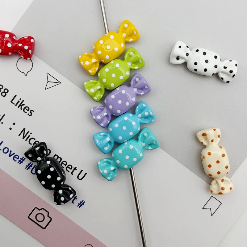 5PCS 28x11mm Acrylic Polka Dot Candy Beads DIY Handmade Diagonal Hole Loose Phone Strap Bag Charm Keychain Jewelry Accessories