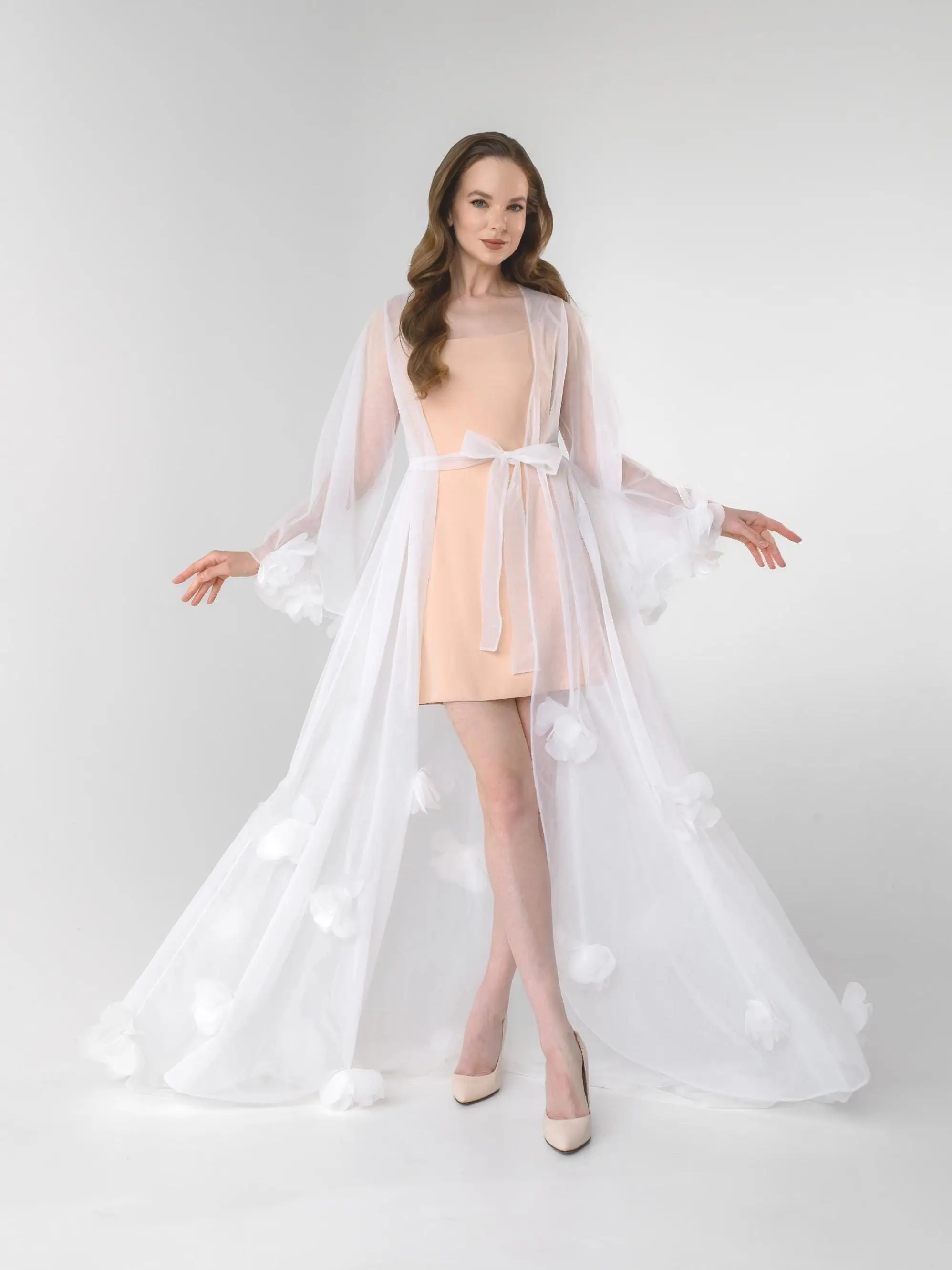 Wedding Dresses for Women PhotoShoot Flower Tulle Robe Gown Women Dresses Bridal Boudoir Lingerie Boudoir Sleepwear Nightgown