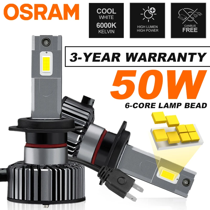 OSRAM LEDriving HL H4 H7 Luces LED para Coche, Bombilla de Faro Delantero 100W H8 H11 9005 9006 HB3 HB4 HIR2, Lámpara Antiniebla con Ventilador Turbo, 6000K Súper Brillante