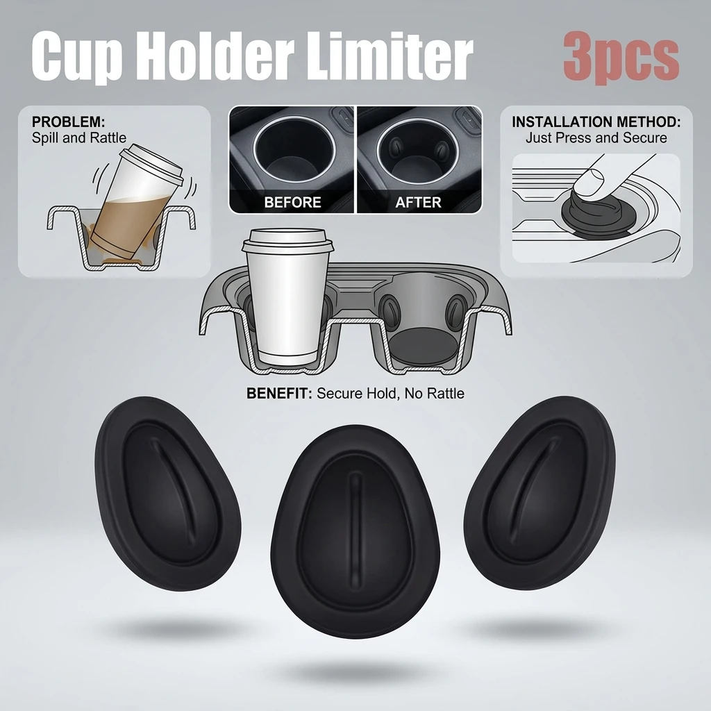 3pcs Universal Car Cup Holder Elastic Silica Gel Anti-Shake Clip Slot Limiter Slip Limit Fixed Bottle Glass Cup Drink Holders
