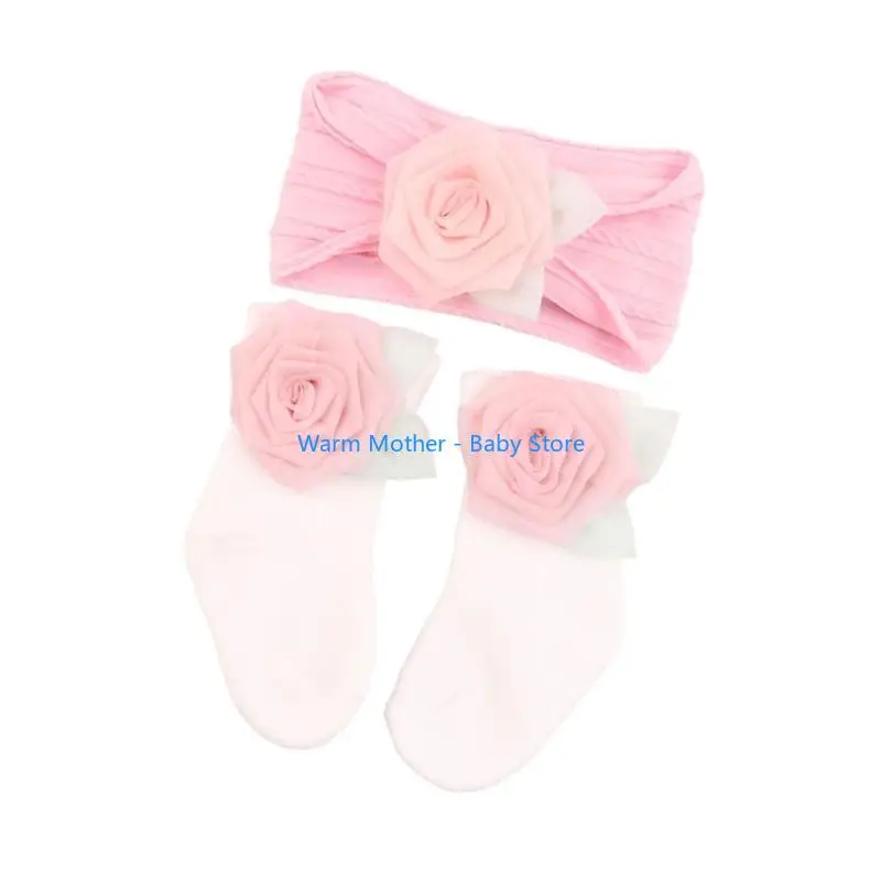 

Toddler Socks & Headband set Infant Skin Protections Baby Socks with Headwear Upgrades for Playdates & Photos 57QE