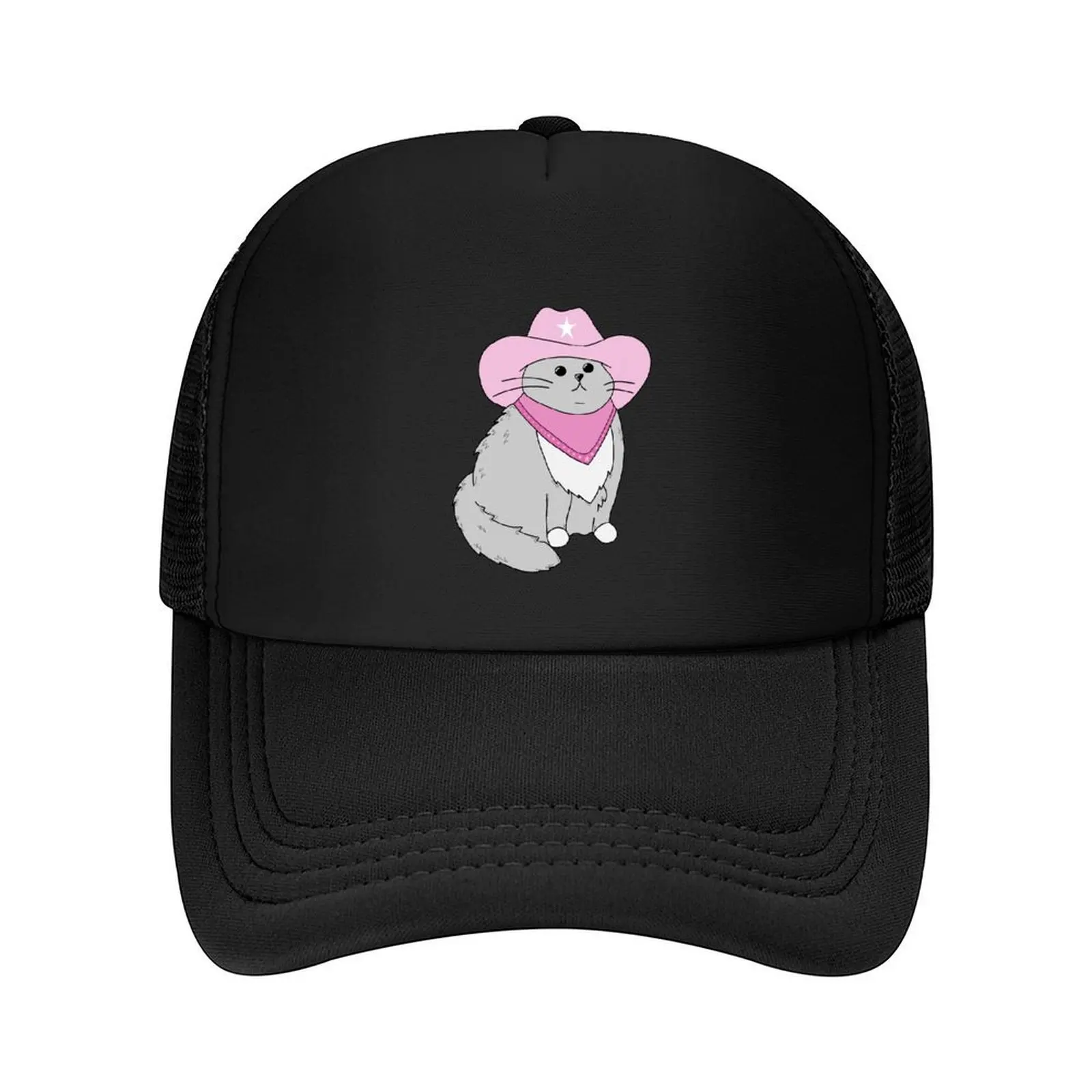 

gray cat with pink cowboy hat and bandana Baseball Cap Unique hats birthday Designer Hat black For Women 2025 Men's