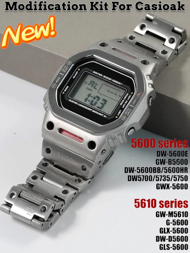 

Комплект для модификации Casioak DW-5600: титановый металлический ремешок, корпус и безель для GW-M5610, GW-5000, GLS5600, корпус из нержавеющей стали