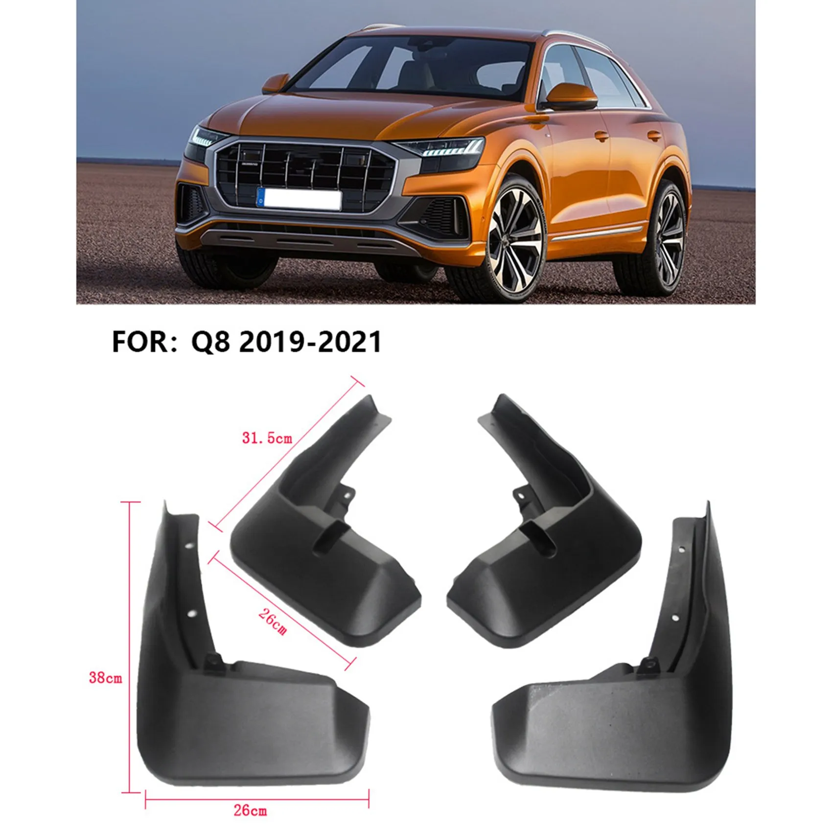 For Audi Q8 19-21 Mudguard Fender Mud Flap Guards Splash Mudflaps Car Accessories Auto Styline Front Rear 4Pcs Mudguards