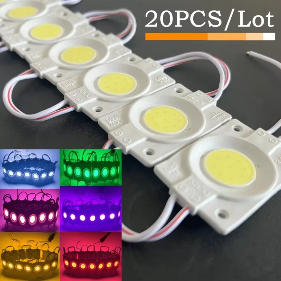 20 Pcs 12V LED Module COB Light Advertisement Design Sign Backlight Shop Banner Warm White Red Blue Yellow Pink IP65 Waterproof
