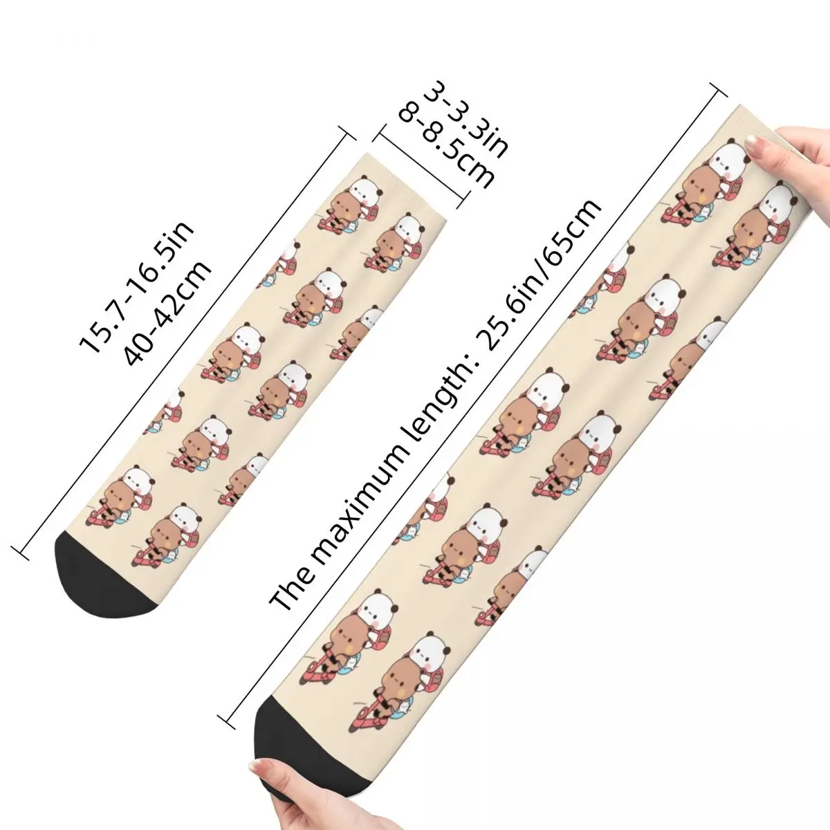 Funny Skating Bubu Dudu Basketball Socks Cartoon Bear Polyester Middle Tube Socks for Unisex Sweat Absorbing