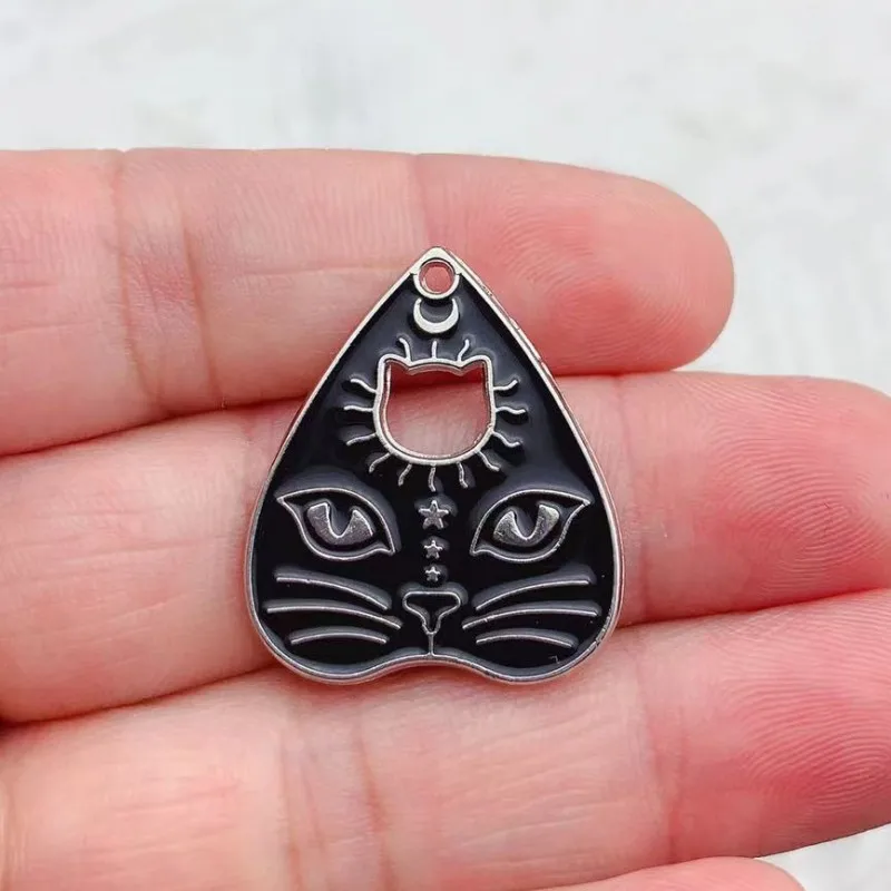 10pcs Enamel Sun Moon Cat bat Charm for Jewelry Making Supplies Bulk Gothic Earring Necklace Pendant Ghost Witch Charms Crafts