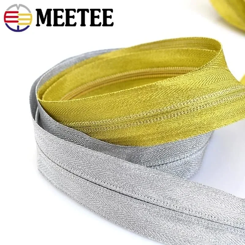 1/2/3/5/10Meters Gold Silver 3# 5# Sewing Zipper Plastic Nylon Zippers For Jacket DIY Zip Sports Coat Garment Accessories