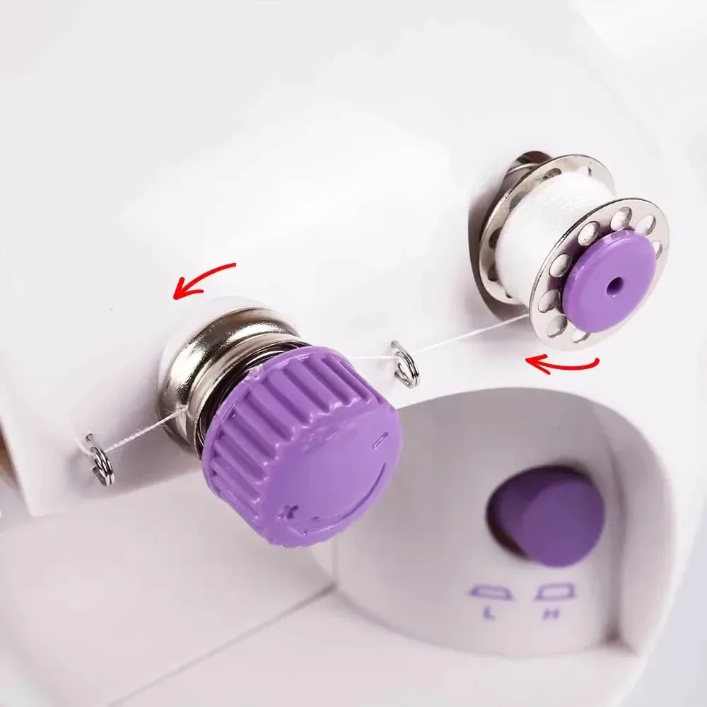 Household 202Mini Sewing Machines Handheld Sewing Machine with Light Cutter Foot Pedal Portable Night Light Sewing Machine