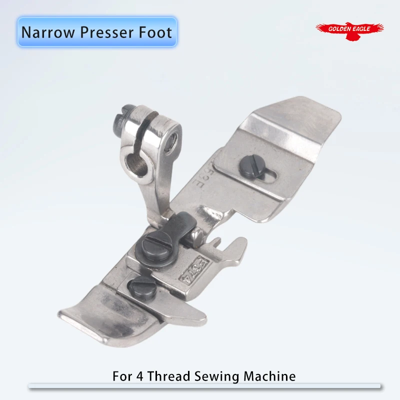 Narrow Presser Foot for 4 Thread Industrial Overlock Sewing Machine Parts Fit Siruba 747 Pegasus M652 M752