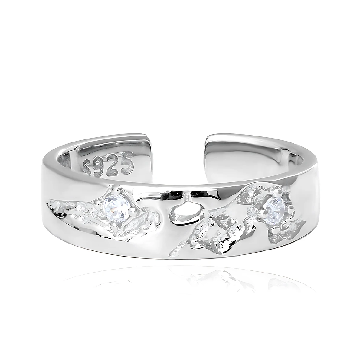 

Женское кольцо для выпускного вечера из стерлингового серебра 925 пробы с открытой спиной и цирконием, фрагментированное кольцо из циркония, простое и элегантное