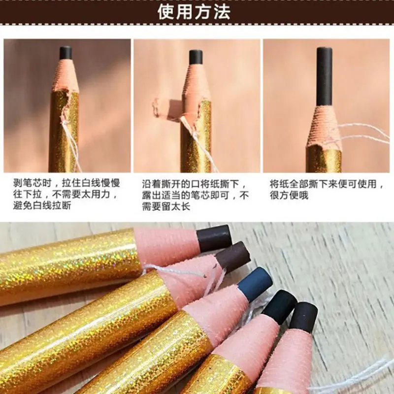 12Pcs/set Eyebrow Pencil Cosmetics for Makeup Tint Waterproof Microblading Pen Long Lasting Waterproof Blonde Brown Eye Brow