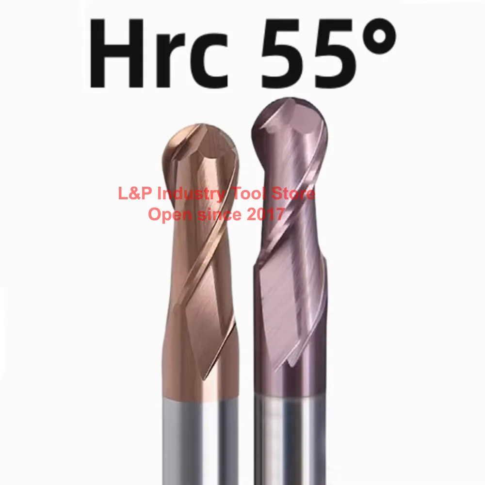 HRC55 2T สองขลุ่ยปลายจมูกบอล CNC Milling Professional CUTTER Router อุปกรณ์เสริมใบมีดเจาะเหล็กทังสเตนเครื่องมือทํางาน