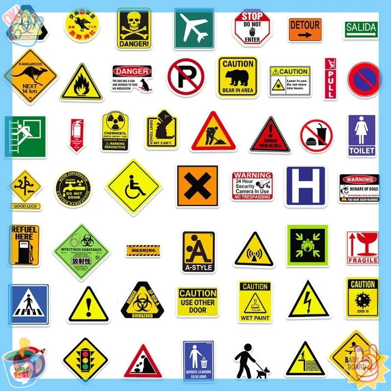 

50 шт. водонепроницаемые предупреждающие знаки, наклейки, запрещающие о опасности, напоминание, наклейка для стены, окна, автомобиля, мотоцикла, сделай сам, граффити, наклейка
