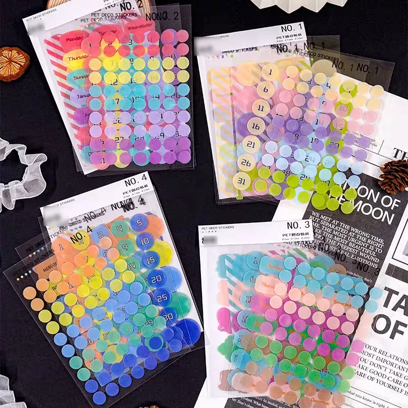 6sheets Planner Stickers Transparent Weekly Daily Planner Notebook Stationery Sticker Scrapbooking Jhournal Index Label Tag