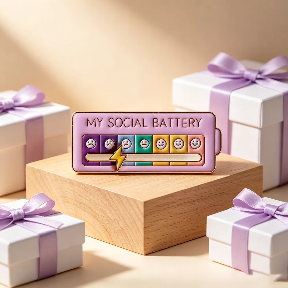 FTCY 1/2 Stück My Social Battery Stimmungsanzeige-Brosche für Damen und Herren – Energie-Brosche als Schmuckgeschenk – Detail 3