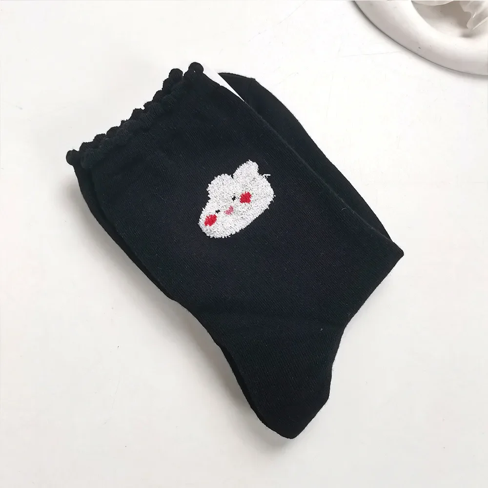 جديد الكرتون أنيقة سيدة أرنب المرأة لطيف الجوارب القطنية المتناثرة نمط الجدة تنفس سوكس هدايا عيد الميلاد #5