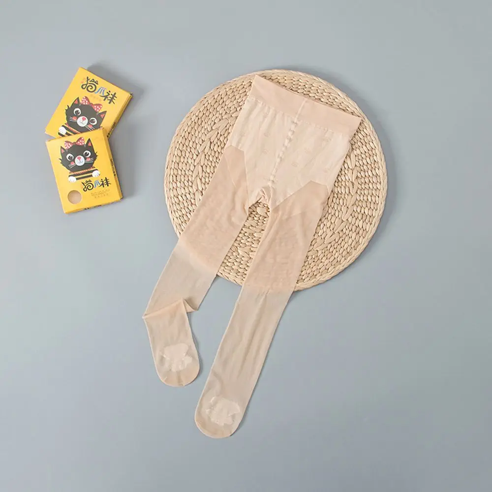 

3-14Y Cute Children Breathable Stretchy For Girls Stockings Cat Paw Kid Tights Silk Pantyhose