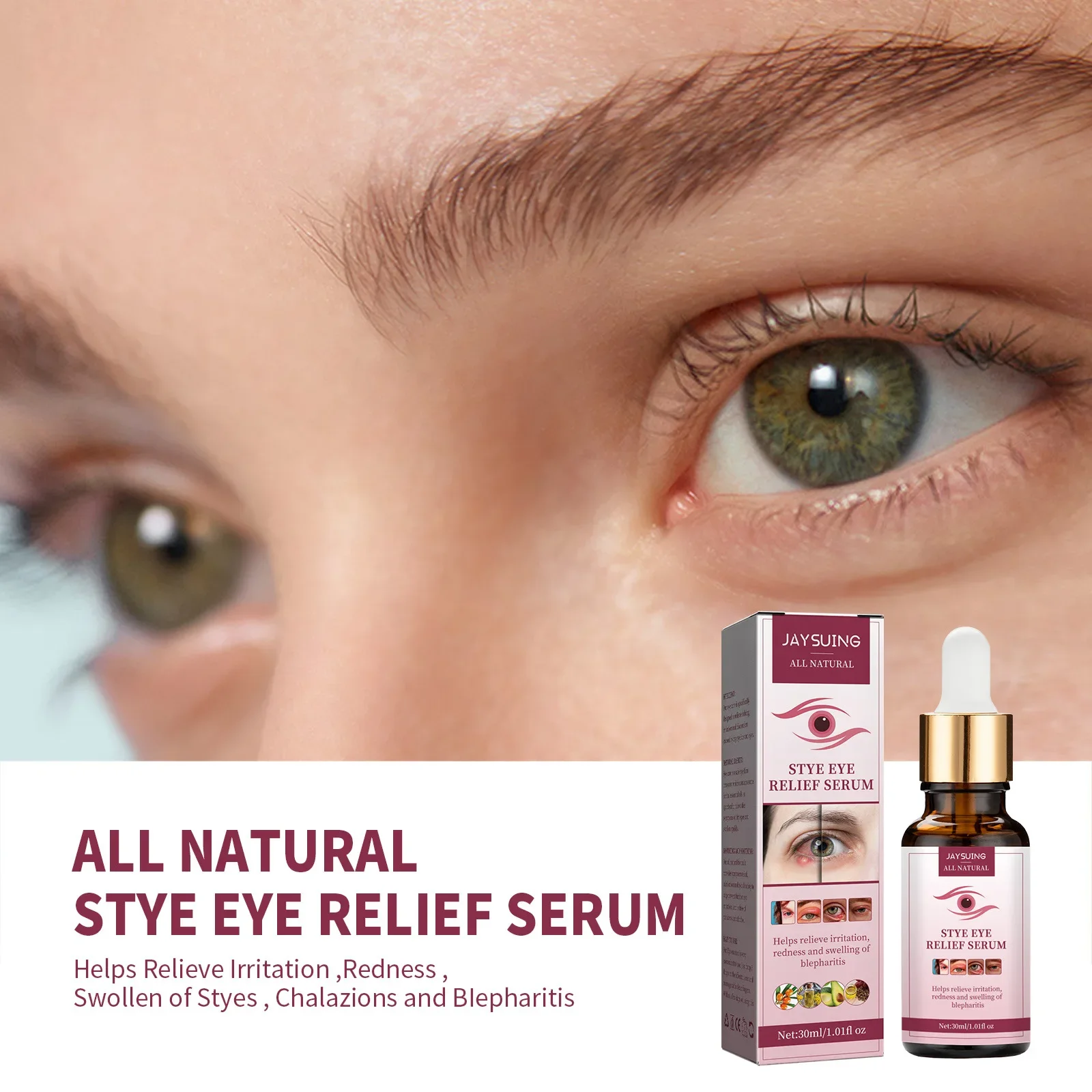 Jaysuing Augen schwellung beruhigendes Serum zur Linderung von Augen trockenheit Rötung und Schwellung Juckreiz periokulares feuchtigkeit spendendes Serum 30ml